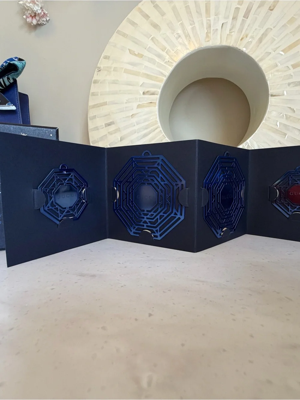 NIB Made for Gucci GWP 4 Ornament Set in decorative holiday box